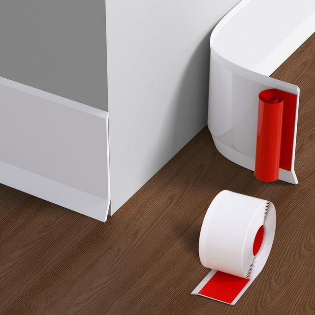 Base de pared de vinilo Pattengo de 10 cm, moldura para zócalo, 6 m, color blanco