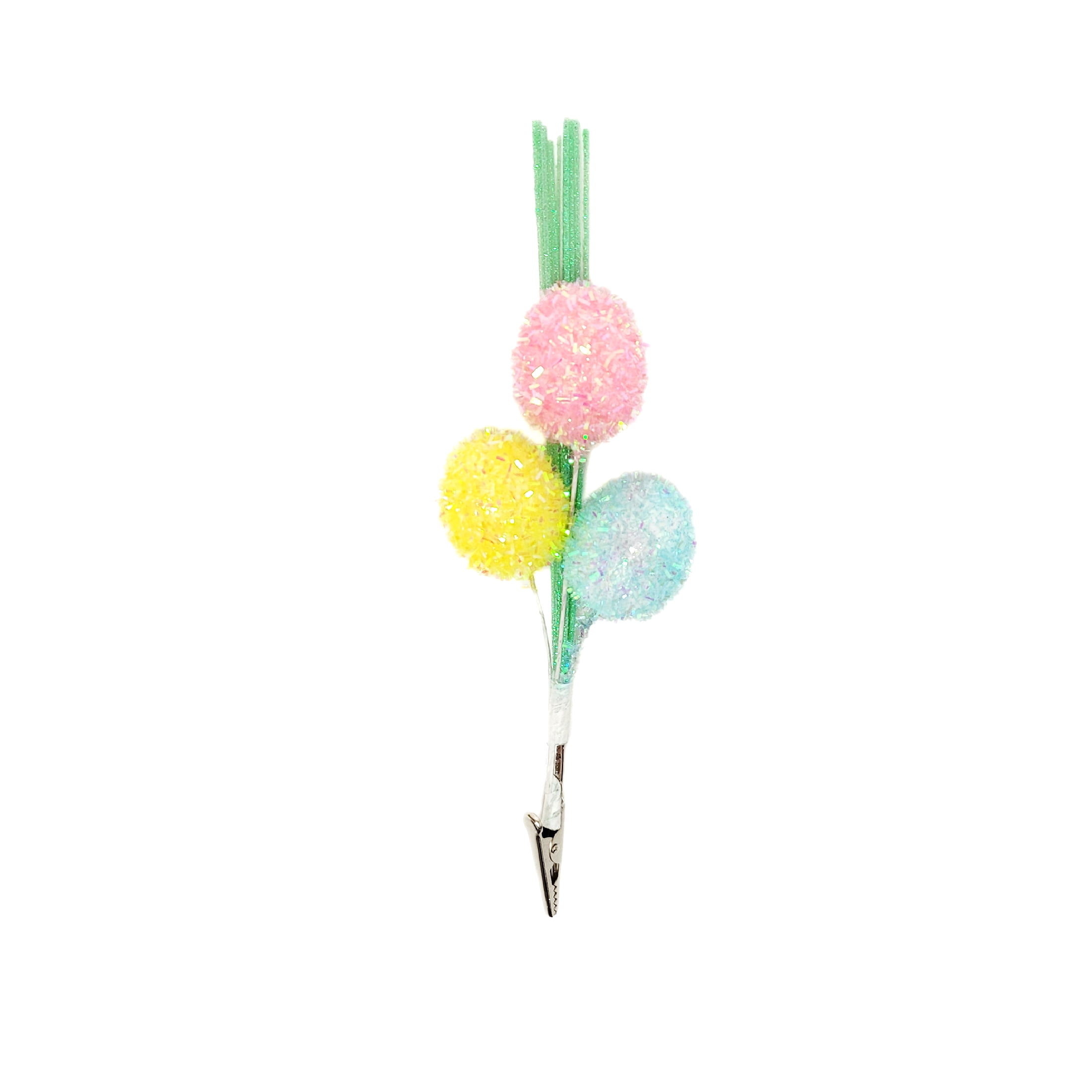 Way To Celebrate Easter Tinsel Egg Clips with green glitter grass accent Assortment