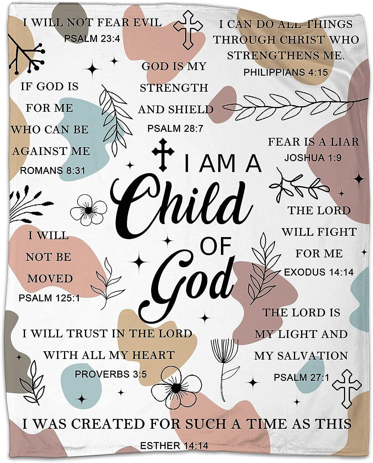 Christian Gifts for Women - I Am a Child of God Blanket, Faith Bible Religious Gifts, Secret Sister Gifts for Women Christian Inspirational Blankets Super Soft Flannel Throw Blanket 50"x60"