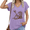 Purple, variant on Womens Boho Skeleton Print V Neck Short Sleeve Top Casual Summer Loose Tee