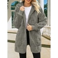 thumbnail image 5 of Womens Fleece Zip Up Jacket with Pockets Oversized Long Hoodie Fuzzy Long Sleeves Jackets Warm Teddy Coat Medium Gray M, 5 of 8