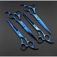 thumbnail image 3 of Dragon Professional 7.0 Inch 4PCS Pet Grooming Scissors Kit Japan Premium Steel Straight & Curved & Thinning Blade Dog Hair Clipper Scissors Set with Case (Blue), 3 of 5