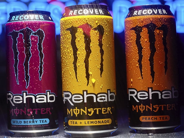 Monster Rehab Variety Pack, Lemon, Peach, Wild Berry Tea, 12 Count, 15.5 fl oz