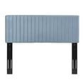 thumbnail image 4 of Contemporary Modern Urban Designer Bedroom Full and Queen Size Headbaord, Velvet Fabric, Light Blue, 4 of 6