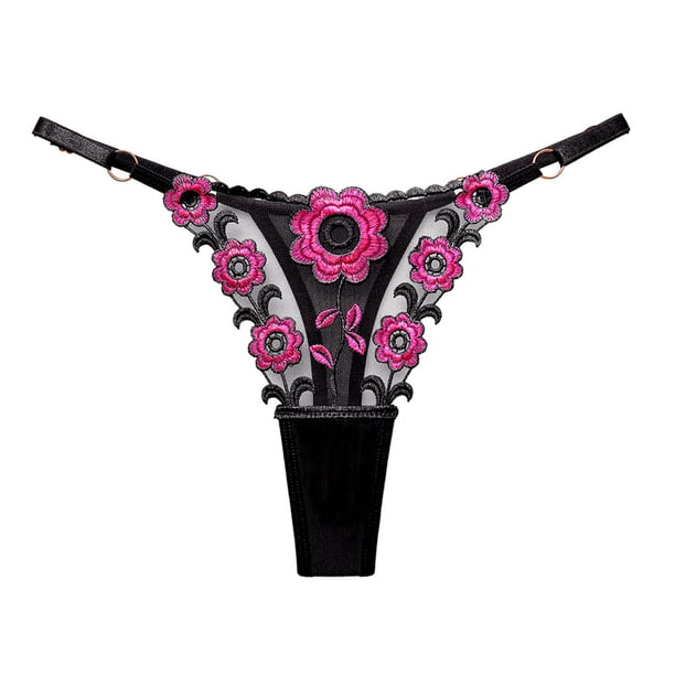 Bragas elásticas Gibobby lencería sexy para mujer con colgante perlas y borlas encaje T(Negro,Talla única)