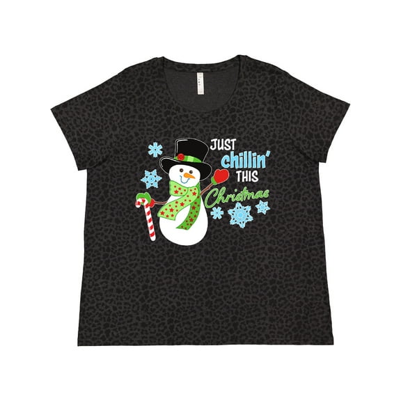 Inktastic Just Chillin' This Christmas Fun Snowman in Top Hat Women's Plus Size T-Shirt
