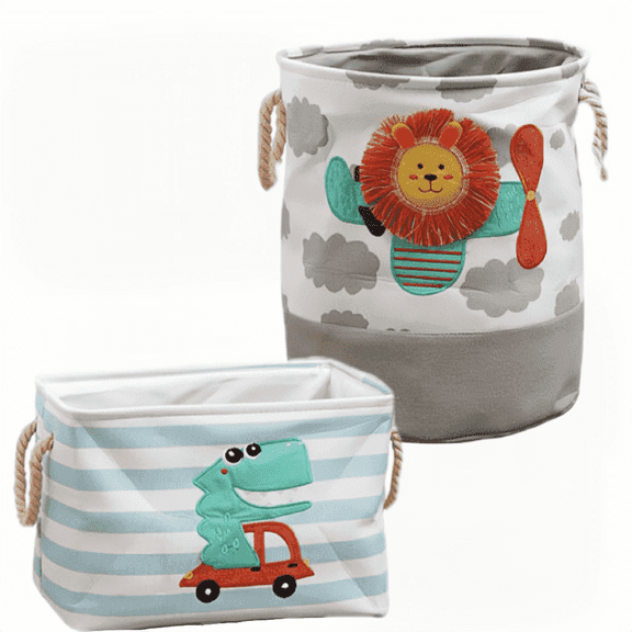 UU&T Foldable Toy Storage Baskets, Cute Collapsible Organizer with Handles for Toys, 2 Pack
