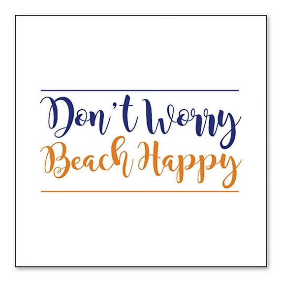 DistinctInk Custom Bumper Sticker - 6" x 6" Decorative Decal - White Background - Don't Worry, BEACH Happy