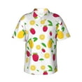 thumbnail image 2 of Xecao Strawberry and Lemon print Hawaiian shirt - a stylish short-sleeve button-down for men, perfect for casual beach and tropical outings., 2 of 9