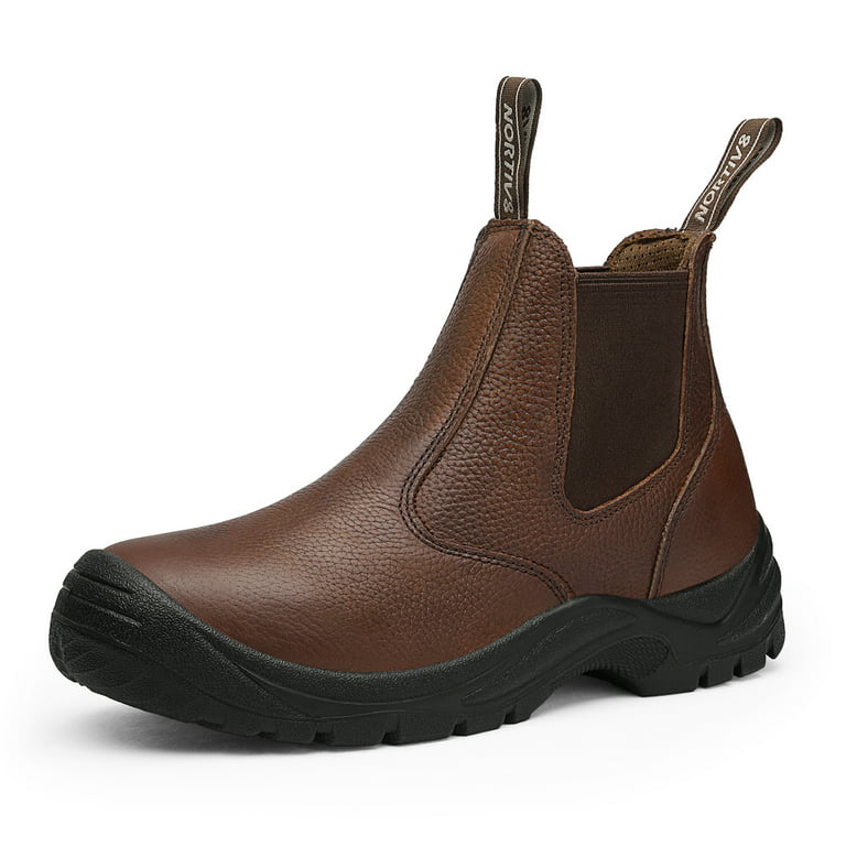 NORTIV 8 Men's Comfort Chelsea Boots Lightweight Leather Work Boots Waterproof Slip on FURNESS BROWN/LITCHI Size 10 - Walmart.com