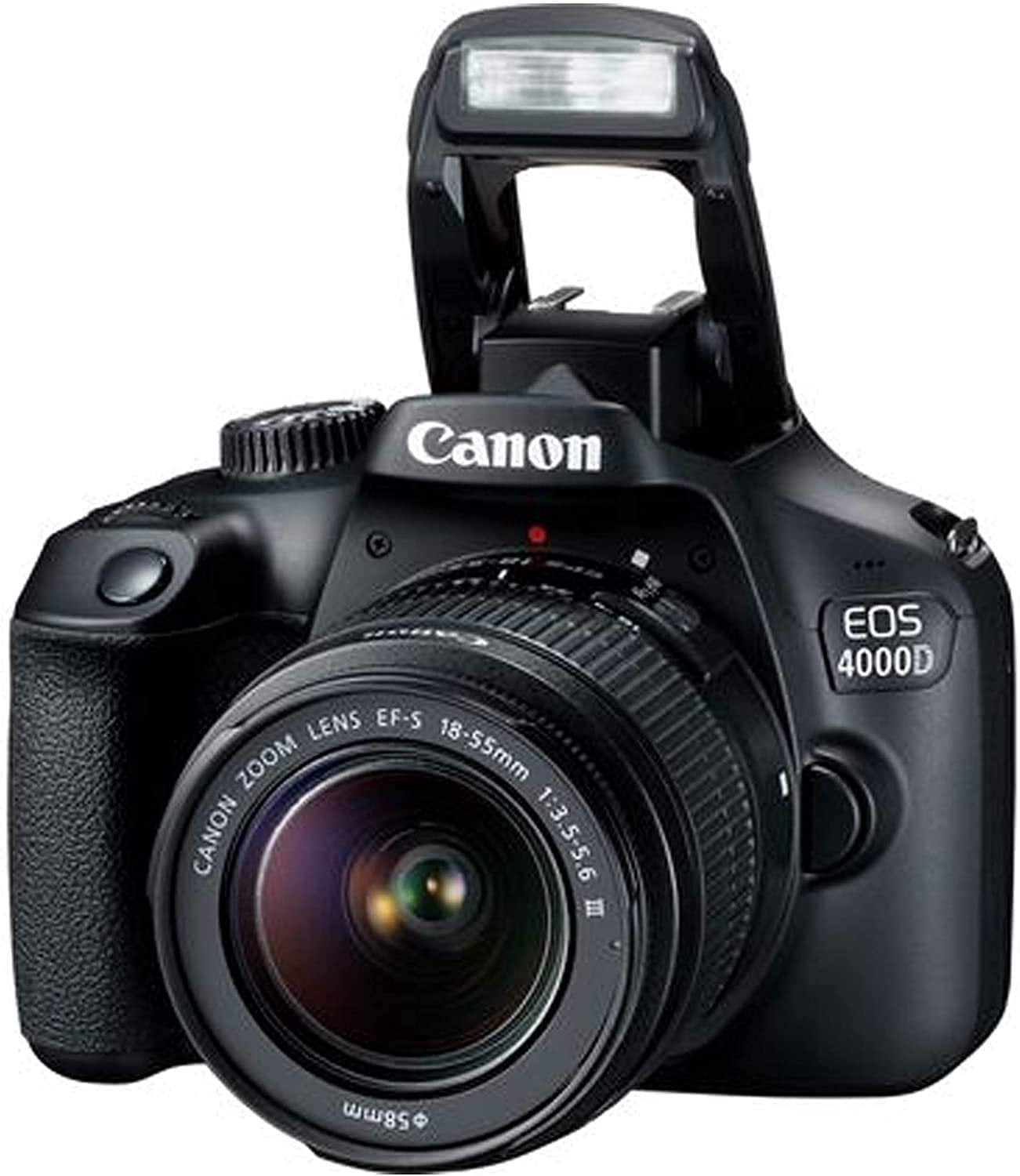 Canon EOS 4000D DSLR Camera w/Canon EF-S 18-55mm F/3.5-5.6 III Zoom Lens + Case + 32GB SD Card+ More+ TopKnotch Cloth (International Model)