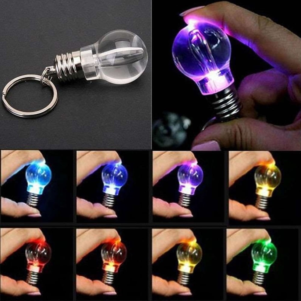 Luxury RGB Color LED Flashlight Light Bulb Lamp Key Ring Keychain Lamp Torch 