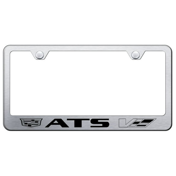 Cadilac ATS-V Laser Etched Logo Stainless Steel License Plate Frame (Brushed Chrome)