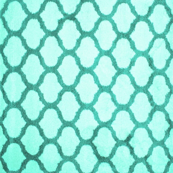 Ahgly Company Indoor Square Trellis Turquoise Blue Contemporary Area Rugs, 4' Square