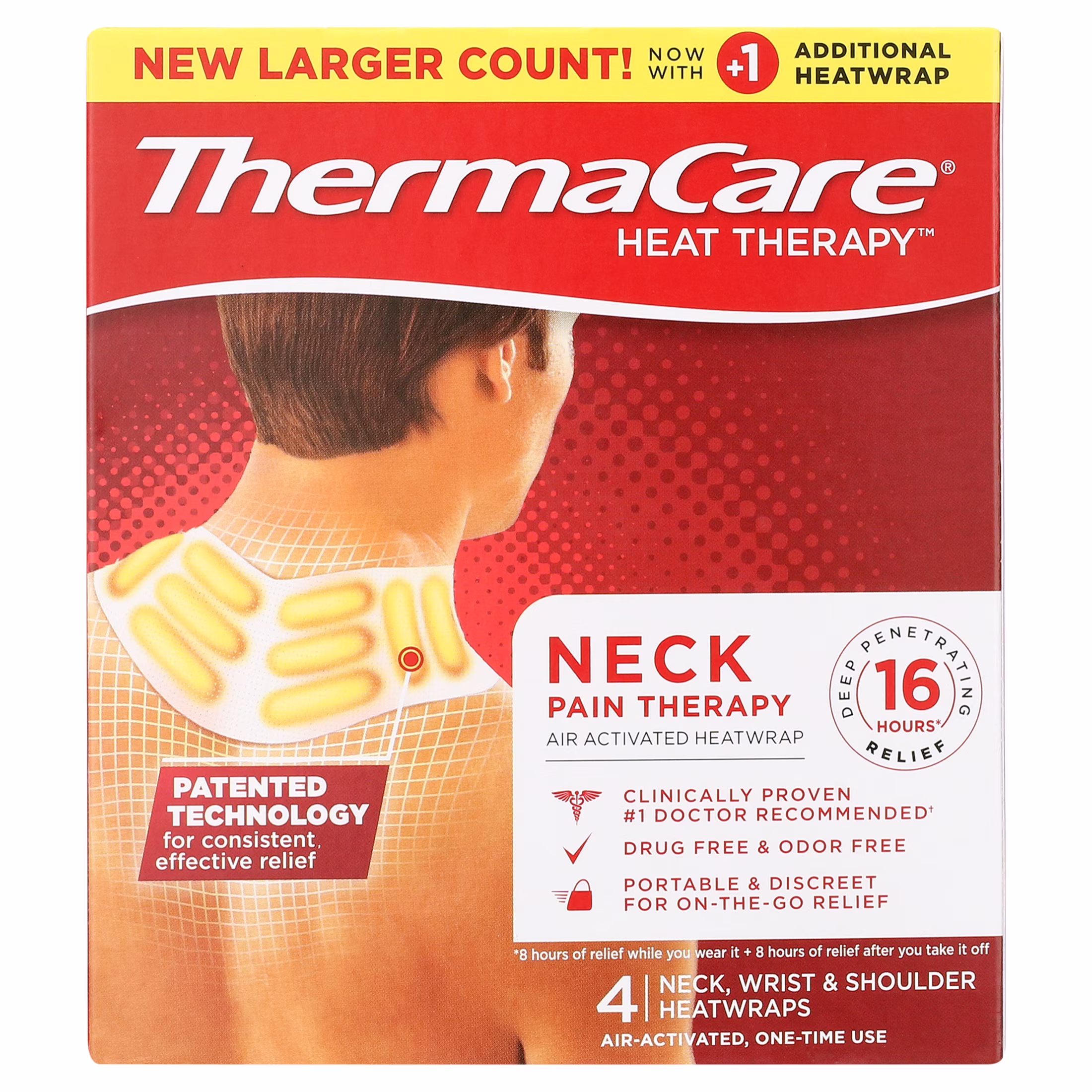 ThermaCare Heat Wraps for Neck, Shoulder, and Wrist Pain Relief - 4 Count
