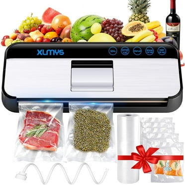Vacuum Sealer Machine, Full Automatic Food Vacuum Sealer (95KPA), 8 in 1 Sealers Vacuum LED with 1 Roll Bags Set 5 Sealer Bag, Air Sealing System for Dry/Moist/Seal External Vac Cans/Bags