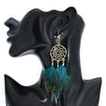 thumbnail image 4 of Mightlink 1 Pair Retro Bohemia Women Hook Earrings Feather Tassel Round Drop Earrings Palace Style Dangle Earrings Jewelry Gift, 4 of 7