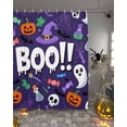 thumbnail image 2 of Halloween Shower Curtain Set ，Waterproof Fabric Shower Curtains Ghost Pumpkin Skull Candy Purple Theme Shower Curtains for Bathroom,Bathroom Decor 54x"78", 2 of 6