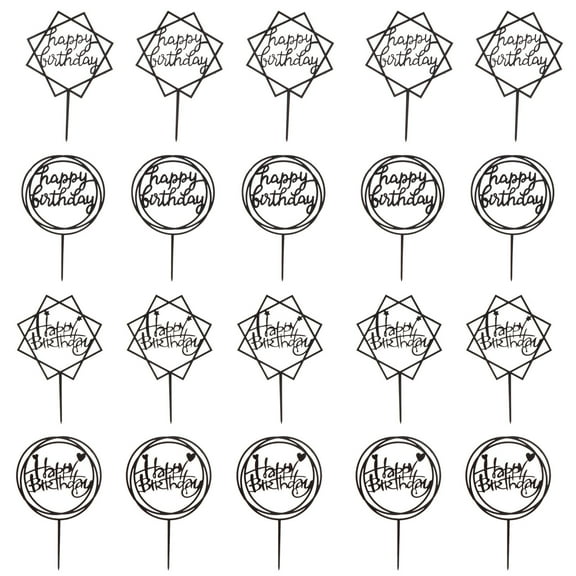RENACLIPY Party Cake Toppers Black 20 Pieces Eye-Catching Birthday Cake Decorations for Celebration