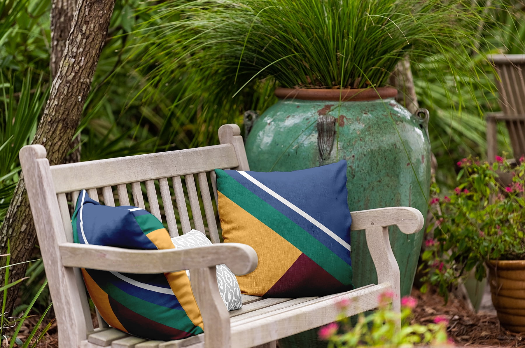 18" x 18" Simply Daisy Bold Shapes Indoor/Outdoor Pillow, Nautical Navy Qty 1