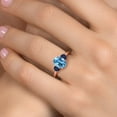 thumbnail image 4 of Gem Stone King 18K Rose Gold Plated Silver Swiss Blue Topaz and Blue Sapphire Engagement Ring for Women | 2.95 Cttw | Oval 9X7MM | Gemstone November Birthstone | Size 6, 4 of 6