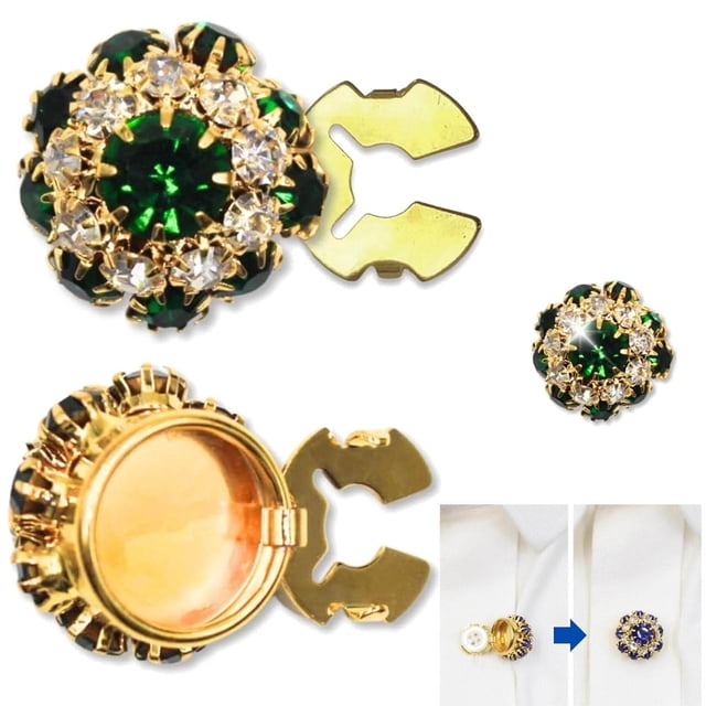 Meitianfacai Rhinestone Button Covers Crystal Buttons For Clothing Detachable Shirt Button Clips Buttons Jewelry Button Snaps With Pliers Press