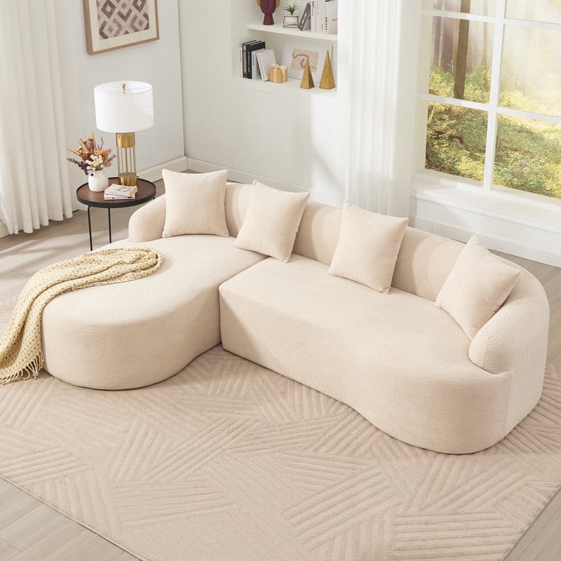 Curved Sectional Sofa with Chaise, 99'' Modern Luxury Chenille Cloud Couch for Living Room, Oversized 3-Seater Sofa Couch for Living Room, No Assembly