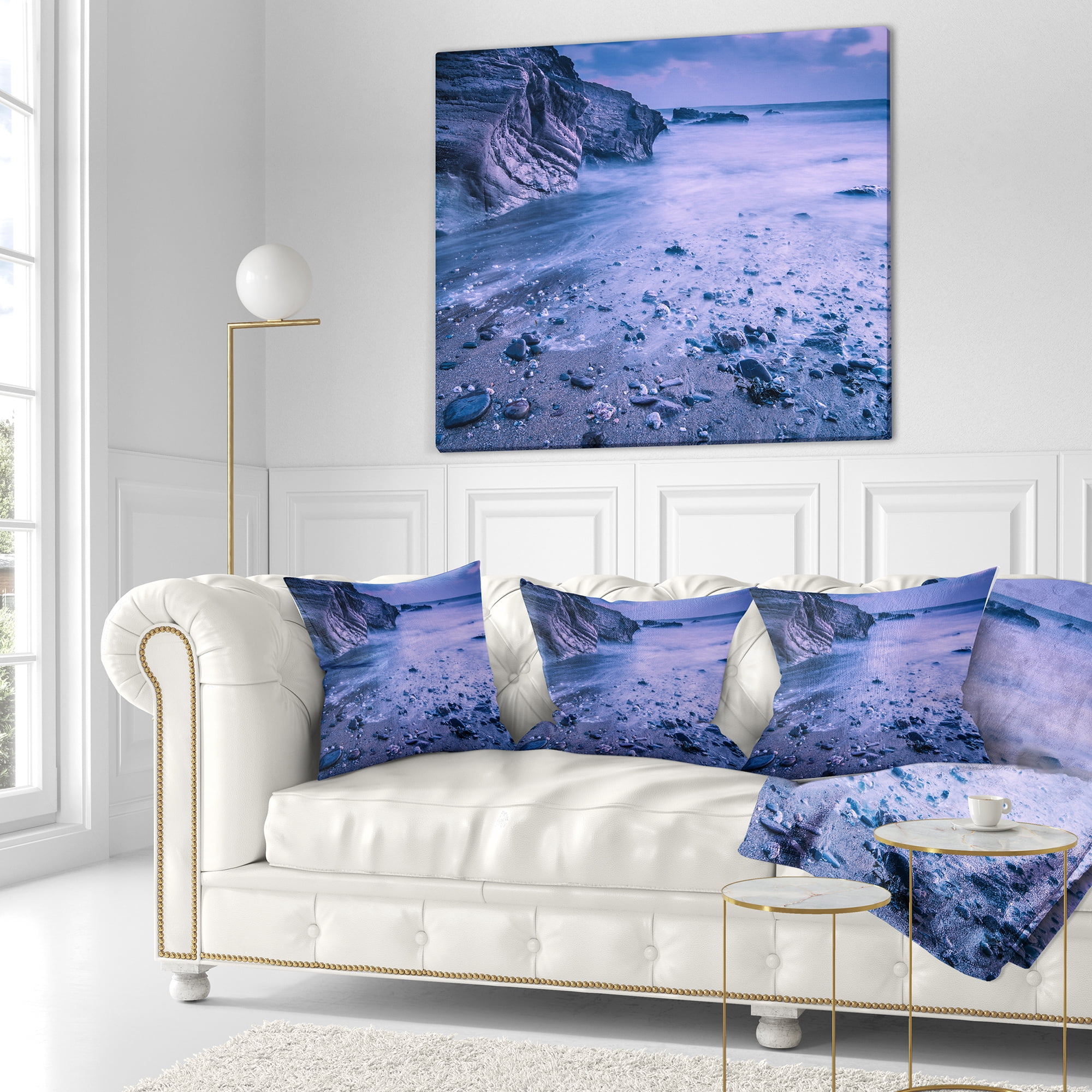 Designart Calm Time Lapse on Beach at Sunset - Seashore Throw Pillow - 16x16