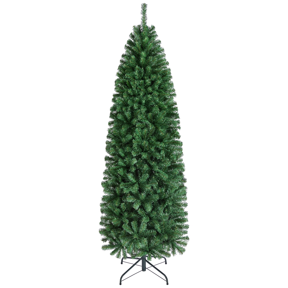 Yaheetech 6Ft Artificial Christmas Tree Hinged Spruce Pencil Slim Tree with Foldable Stand Holiday Decoration, Green - image 2 of 9
