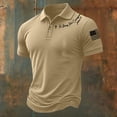 thumbnail image 3 of 250 Anniversary Usa Polo Shirts Men American Flag Print Short Sleeve V Neck Lapel Collar Tshirts Independence Day Patriotic Star Relaxed Fit Summer Tops, L, #01 Khaki, 3 of 3