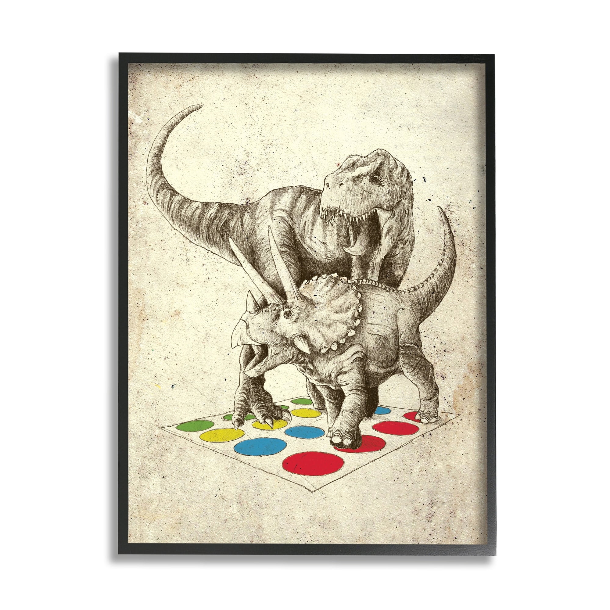 Stupell Industries Humorous Dinosaurs Playing Quirky Game Vintage Effect Framed Wall Art, 16 x 20, Design by Arrolynn Weiderhold