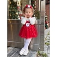thumbnail image 5 of RUINIXCW Infant Girl Christmas Outfit Long Sleeve Romper Overall Dress and Headband, 5 of 8