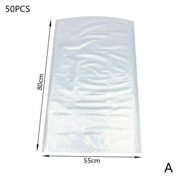 HLONK 50pcs Clear Plastic Polythene Garment Cover Dry Cleaner Clothes Bag Dress C5E7