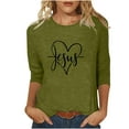 thumbnail image 2 of OKBOP Green Ladies Tops and Blouses Easter 3/4 Sleeve Jesus Crew Neck T-Shirts Womens T Shirts, 2 of 4