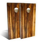 Skip's Garage Treated Oak Design Solid Wood Cornhole Board Set