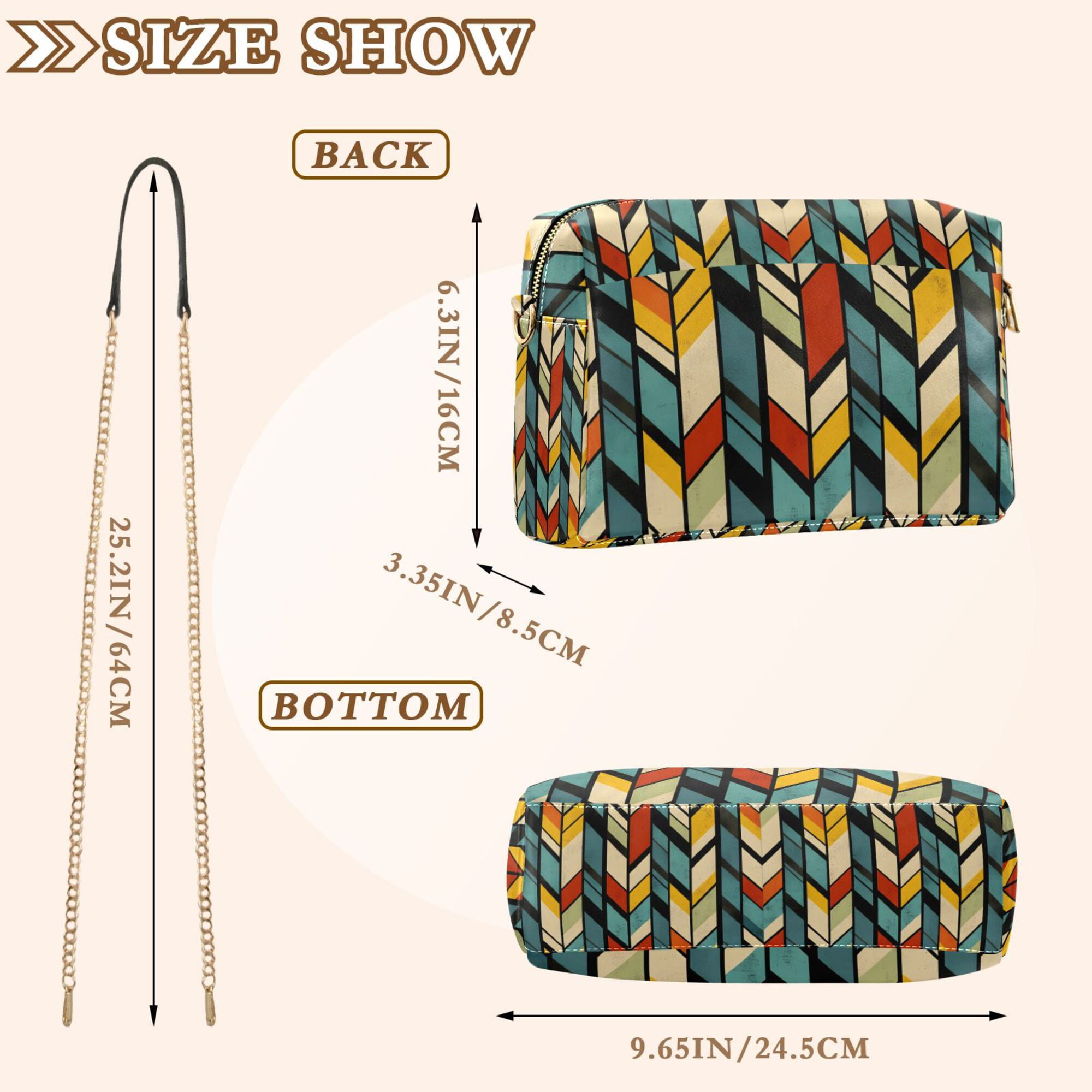 FORMRS Women Crossbody Purse with Chain Strap Vegan Leather Shoulder Handbag, Yellow Geometric