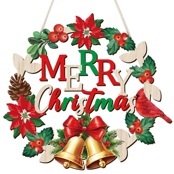 Christmas Decorations Indoor Hanging Wooden Christmas Wreaths for Front Door Christmas Tree Decorations Xmas Wall Door Decor