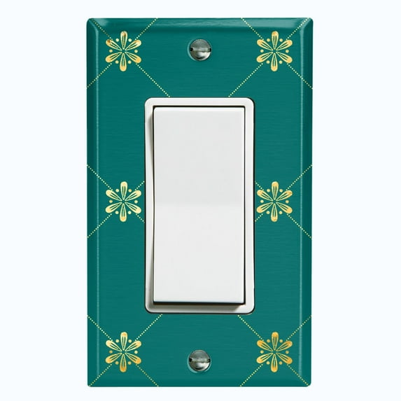 Metal Light Switch Plate Cover Elegant Green Yellow Diamond Cross Damask DAM092