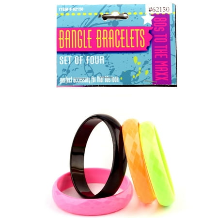 80s Bangle Bracelets Halloween Accessory, Set of 4