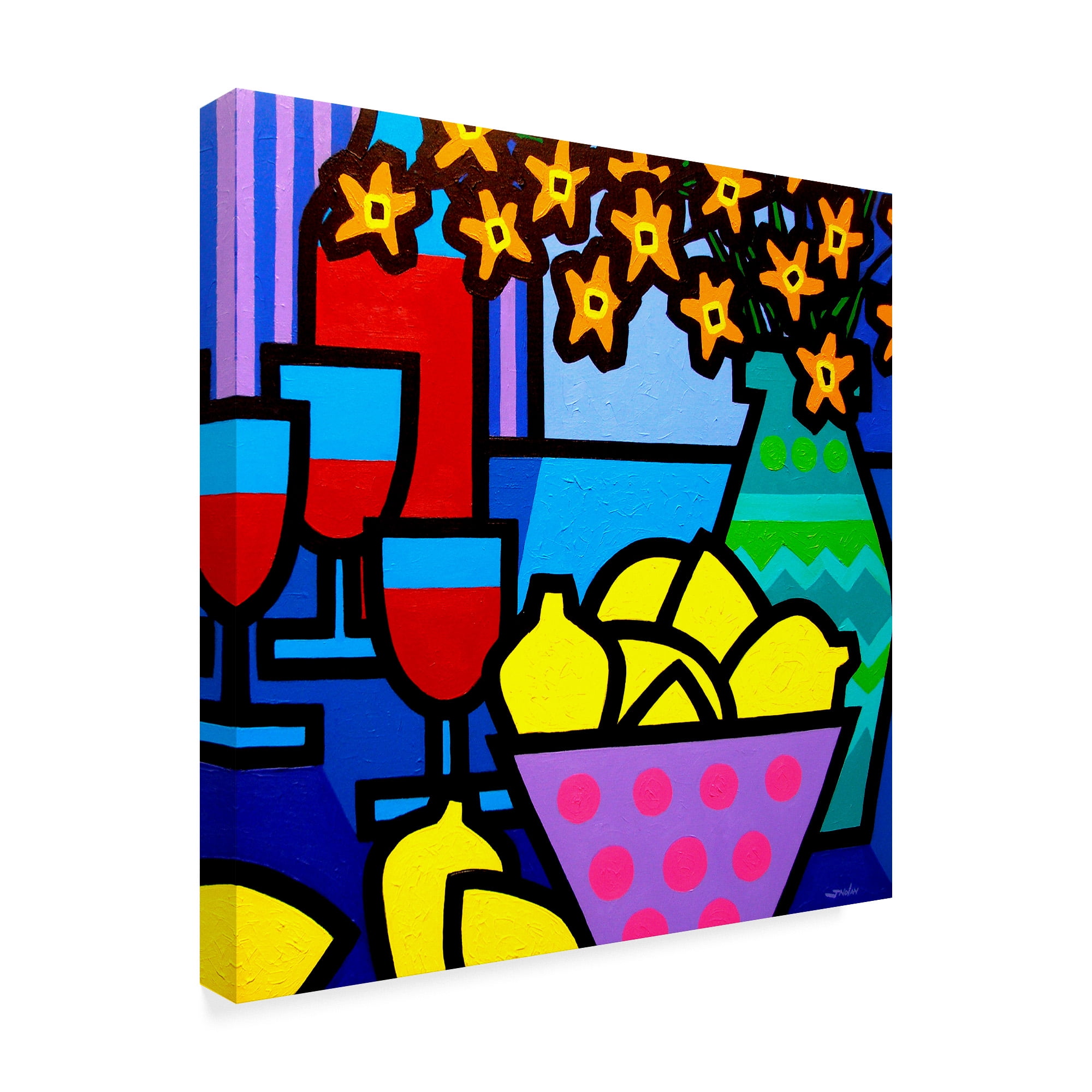 Trademark Fine Art 'Wine, Lemons and Flowers' Canvas Art by John Nolan