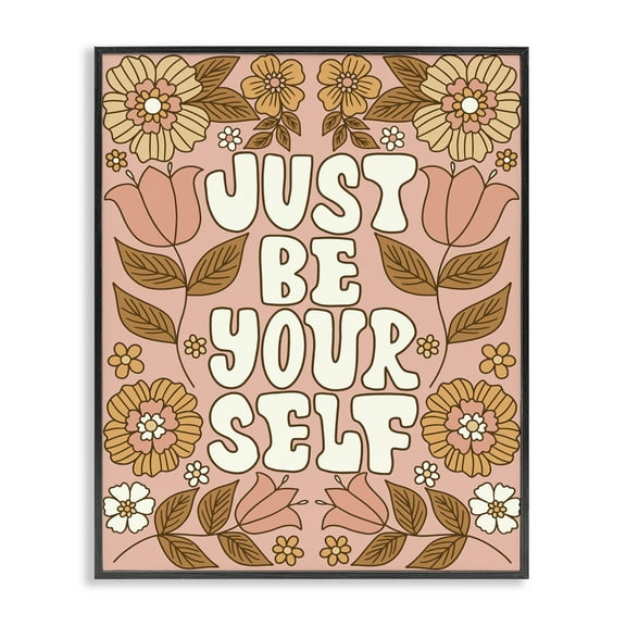 Stupell Industries Groovy Be Yourself Plants & Flowers Painting Black Framed Art Print Wall Art, 11 x 14