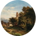 thumbnail image 3 of Ludwig Halauska 12x12 Black Modern Framed Museum Art Print Titled - A Scene in the Lower Inn Valley, 3 of 5