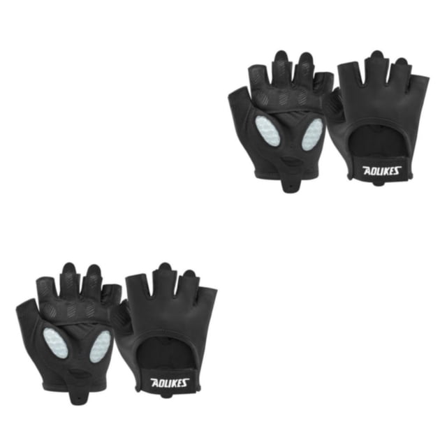 Guantes de gimnasio Fitness Body Building mancuernas entrenamiento transpirable medio dedo Eigraketly Negro METRO