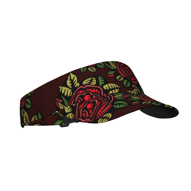 ZICANCN Visières de Soleil pour Femmes et Hommes, Chapeaux de Plage avec Roses Rouges Abstraites et Fleurs, Chapeau de Sport pour Golf Tennis Course