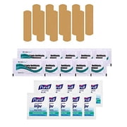 Bulk Bandaids, Triple Antibiotic Ointment and Hand Sanitizing Wipes 900 Pieces Per Case - Homeless Care Package Supplies - First Aid Bandages Pack