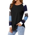 thumbnail image 4 of TWY Women Round Neck Colorblock Spliced Long Sleeve Pullover Tops, 4 of 7