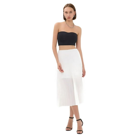 Pleated High-Waist Midi Skirt