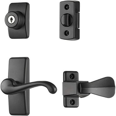 Storm Door Handle Set with Lock, Matte Black (4 Piece Set)