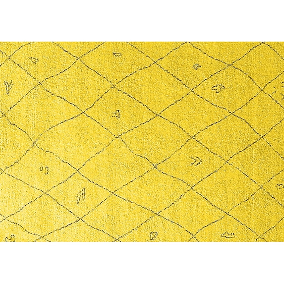 Ahgly Company Indoor Rectangle Solid Yellow Modern Area Rugs, 8' x 10'
