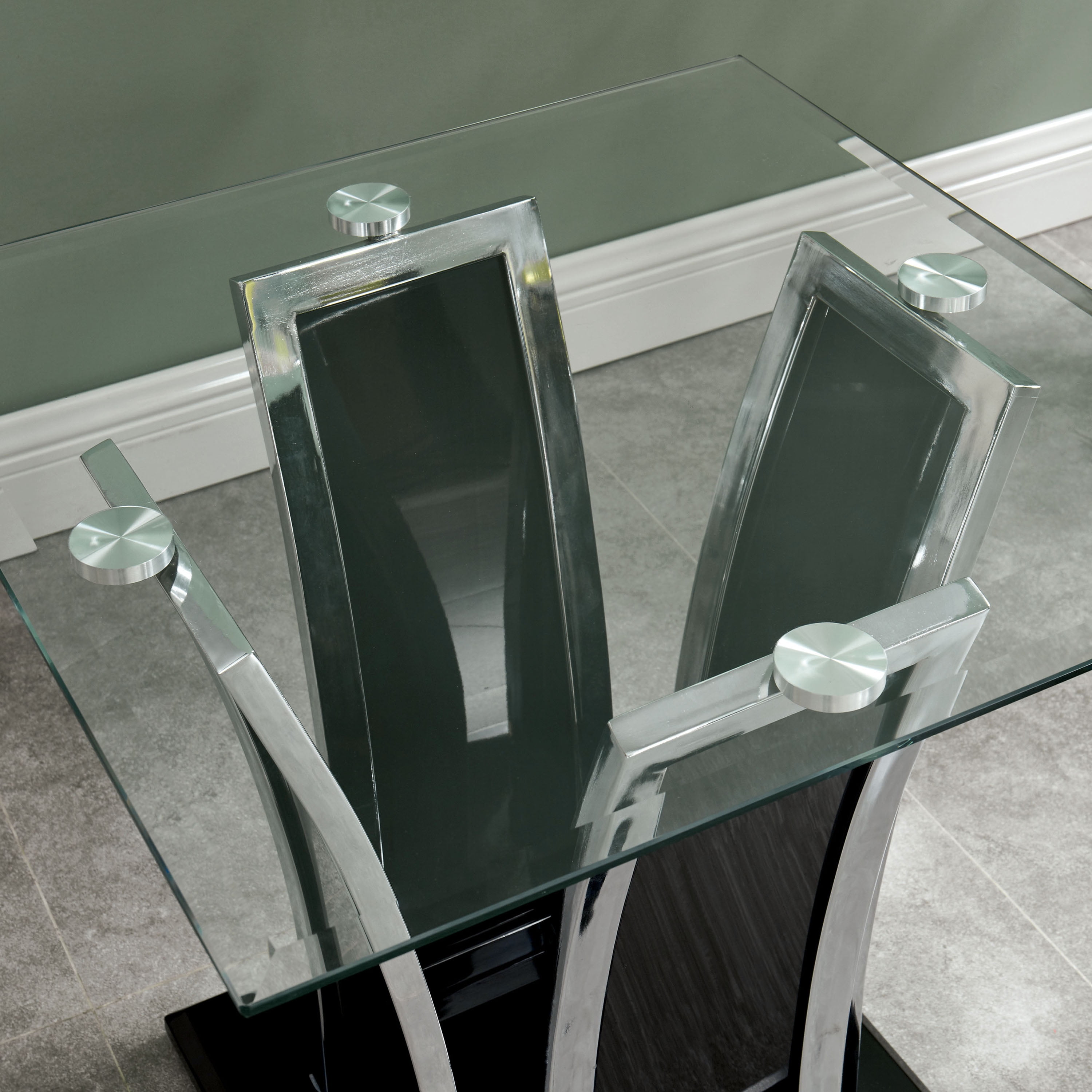 Furniture of America Julu Glass Top End Table, Glossy Black